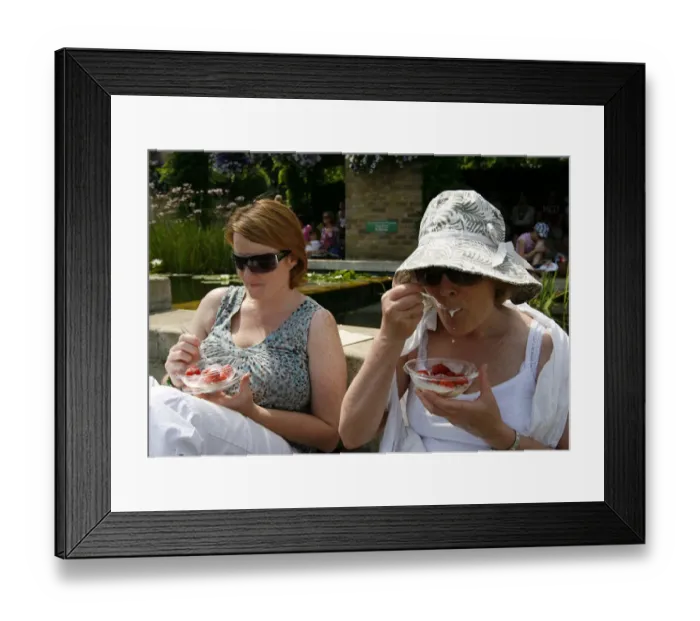 Framed Print : Fans Eating Strawberries Framed Print : Fans Eating Strawberries