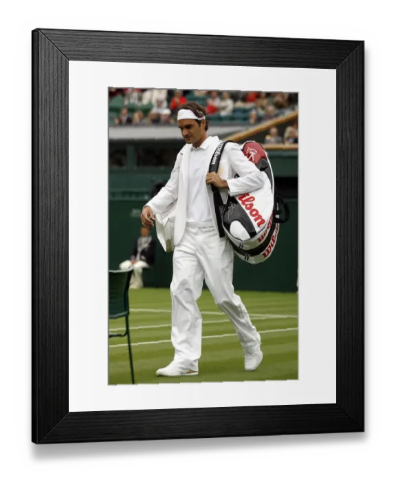Framed Print : Roger Federer In White Suit Framed Print : Roger Federer In White Suit