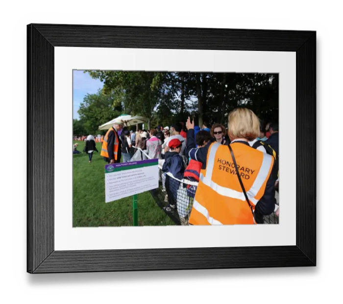 Framed Print : Wimbledon Queue & Steward Framed Print : Wimbledon Queue & Steward