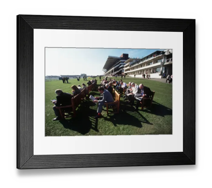 Framed Print : Racegoers On Benches Framed Print : Racegoers On Benches