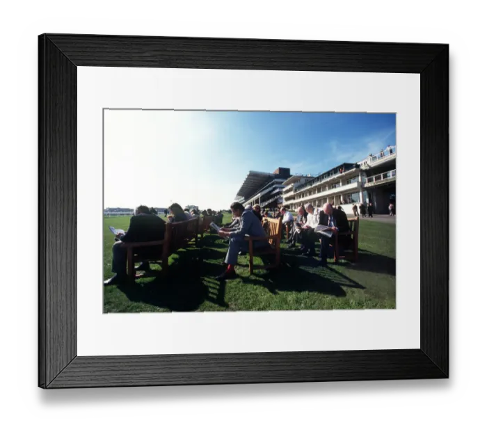 Framed Print : Racegoers On Benches Framed Print : Racegoers On Benches