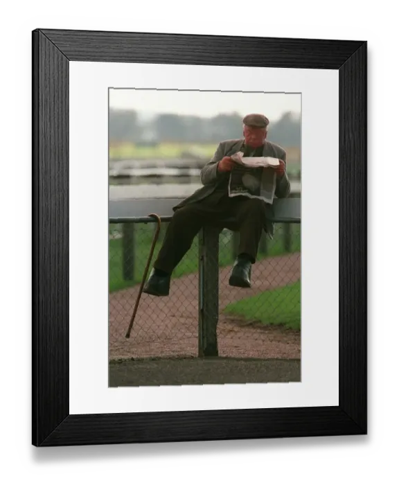 Framed Print : Racing Punter Reading R. Post Framed Print : Racing Punter Reading R. Post