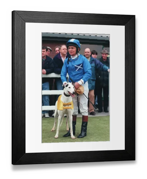 Framed Print : Willie Carson & Greyhound Framed Print : Willie Carson & Greyhound