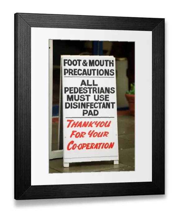 Framed Print : Foot & Mouth Precautions Framed Print : Foot & Mouth Precautions