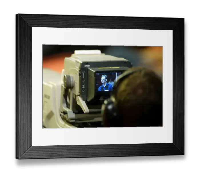 Framed Print : Chris Small On Tv Screen Framed Print : Chris Small On Tv Screen