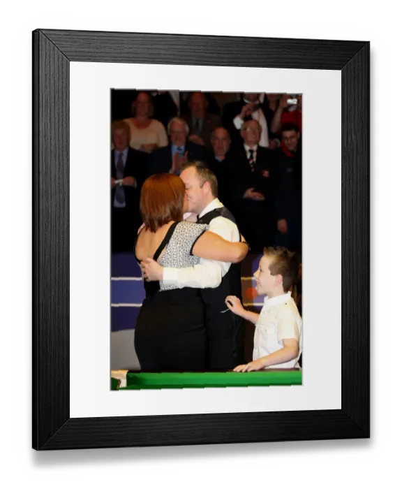 Framed Print : John Higgins Is Congratulated By Wife & Denise Framed Print : John Higgins Is Congratulated By Wife & Denise