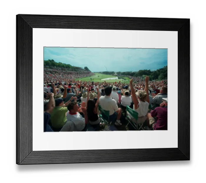 Framed Print : Golf Fans On 17th Hole