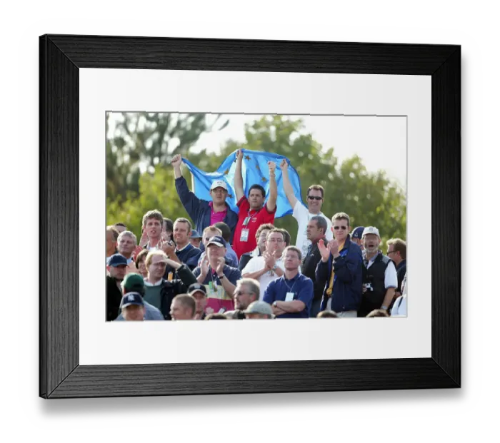 Framed Print : European Fans With Flag Framed Print : European Fans With Flag