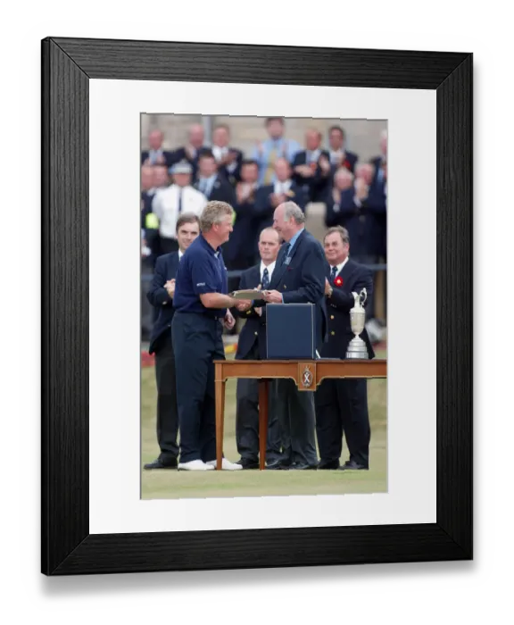 Framed Print : Colin Montgomerie Is Presented With Silver Plate Framed Print : Colin Montgomerie Is Presented With Silver Plate