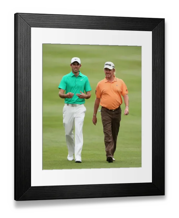 Framed Print : Miguel Angel Jimenez & Charl Schwartzel On The 12th Hole