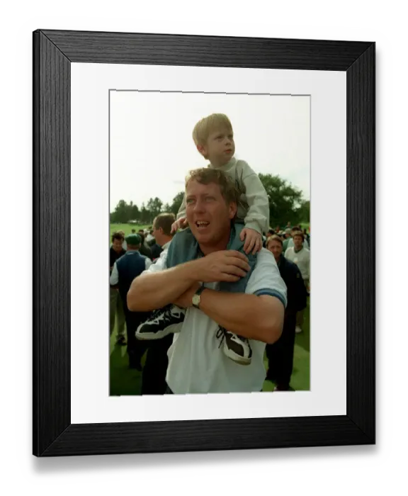 Framed Print : Howard Clark With Son Celebrat