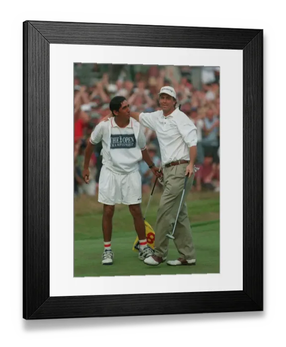 Framed Print : Tom Lehman & Caddy Celebrate Framed Print : Tom Lehman & Caddy Celebrate
