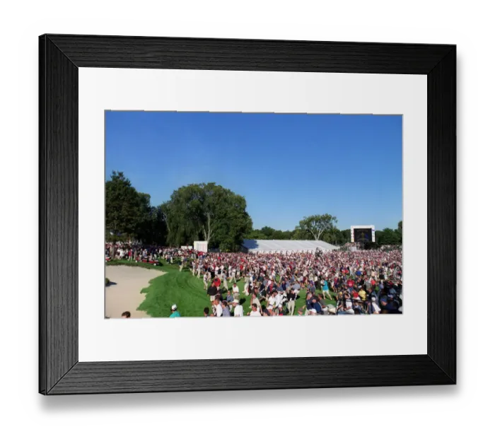 Framed Print : Crowd Surge On To 18th Fairway