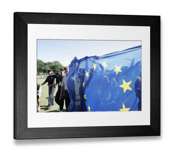 Framed Print : European Players With Flag Framed Print : European Players With Flag