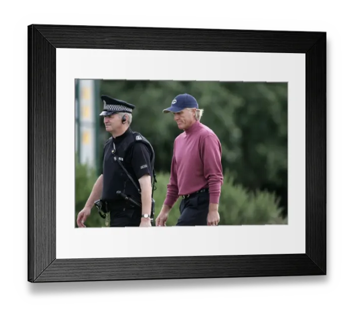 Framed Print : Greg Norman With Police Escort Framed Print : Greg Norman With Police Escort