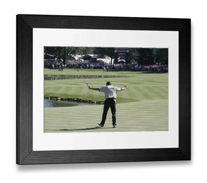 Framed Print : Sergio Garcia Sinks Match Winning Putt Against Mickelson Framed Print : Sergio Garcia Sinks Match Winning Putt Against Mickelson