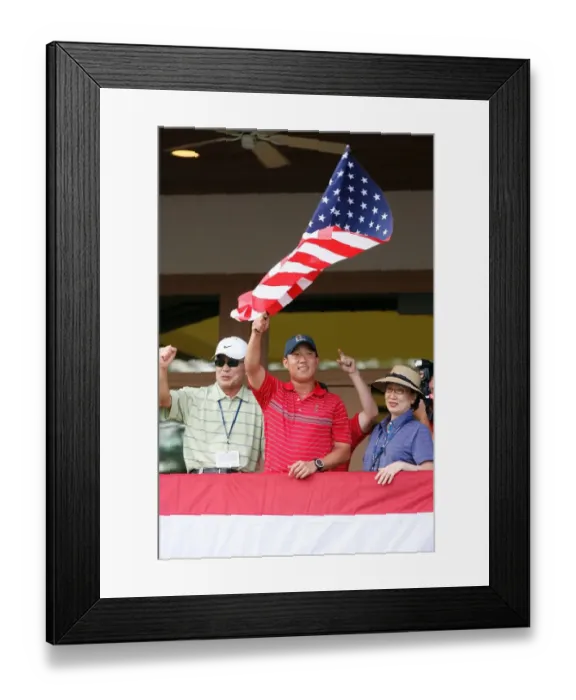 Framed Print : Anthony Kim With American Flag Framed Print : Anthony Kim With American Flag