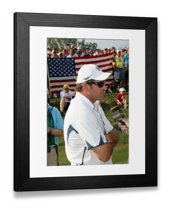 Framed Print : Nick Faldo During Interview Framed Print : Nick Faldo During Interview