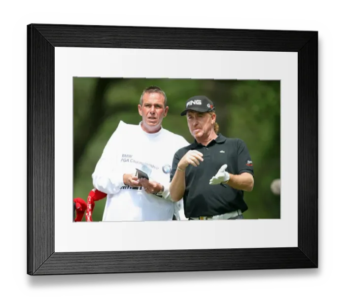 Framed Print : Miguel Angel Jimenez & Caddy Framed Print : Miguel Angel Jimenez & Caddy