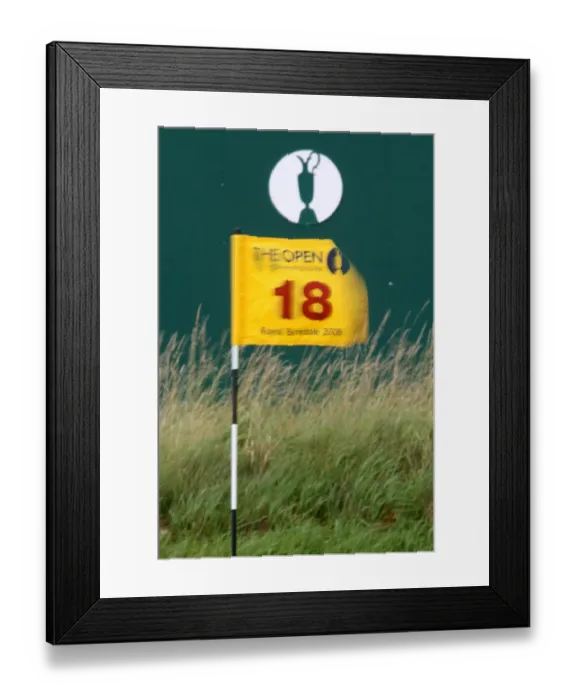 Framed Print : Wind Blows The18th Green Flag Framed Print : Wind Blows The18th Green Flag