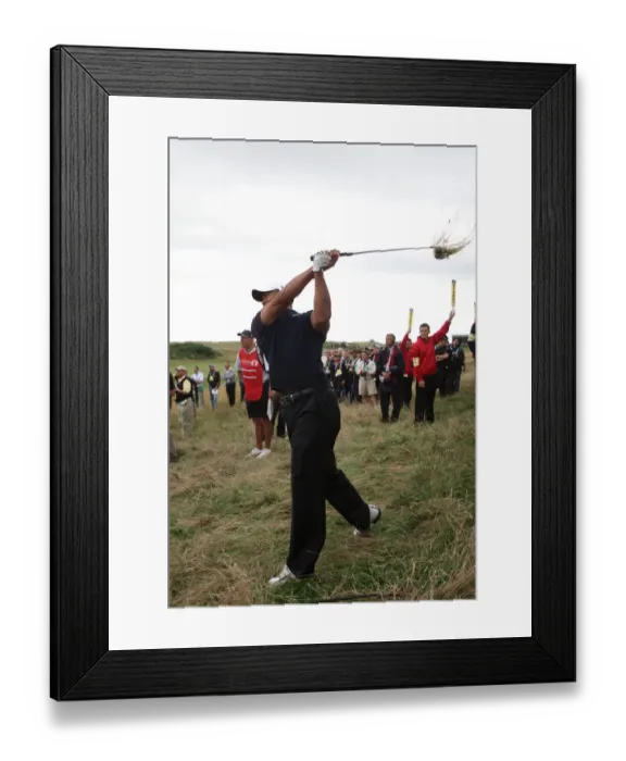 Framed Print : Tiger Woods Hits Out Of Rough On The 3rd