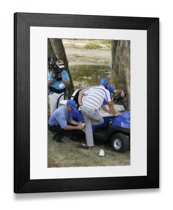 Framed Print : Graeme Mcdowell Receives Treatment For Blisters Framed Print : Graeme Mcdowell Receives Treatment For Blisters