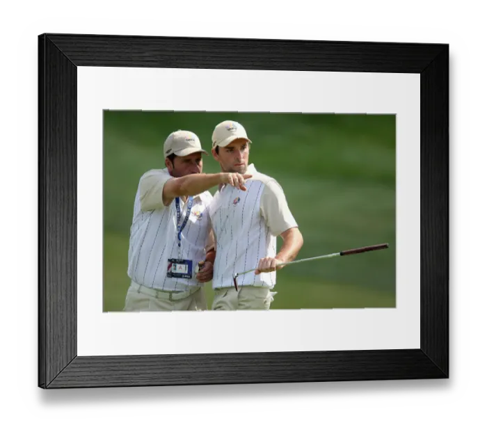 Framed Print : Oliver Wilson & Olazabal On 16th Framed Print : Oliver Wilson & Olazabal On 16th
