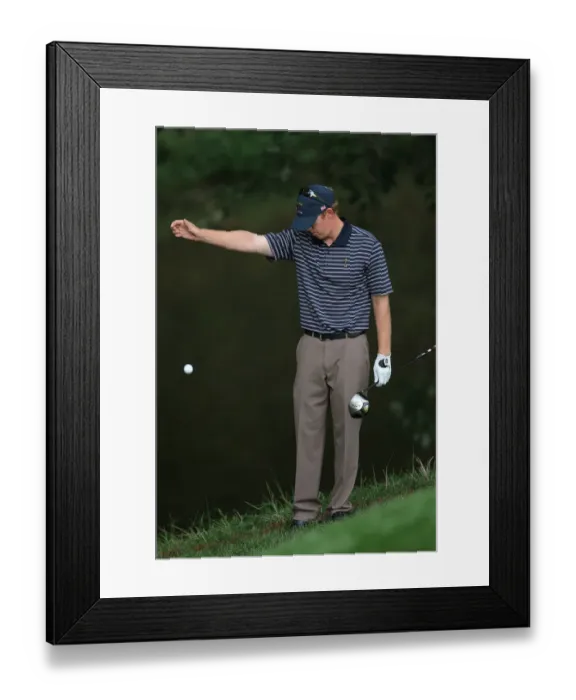 Framed Print : Hunter Mahan Takes A Drop Framed Print : Hunter Mahan Takes A Drop