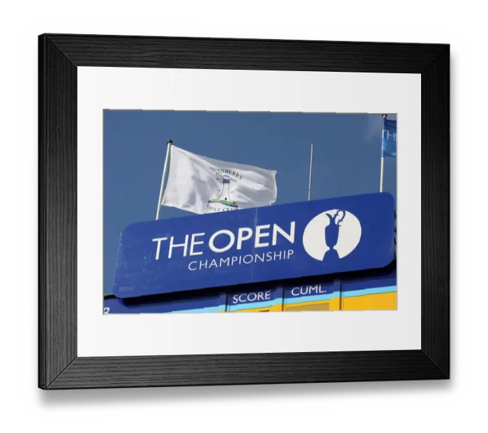 Framed Print : The Open Sign & Turnberry Flag Framed Print : The Open Sign & Turnberry Flag