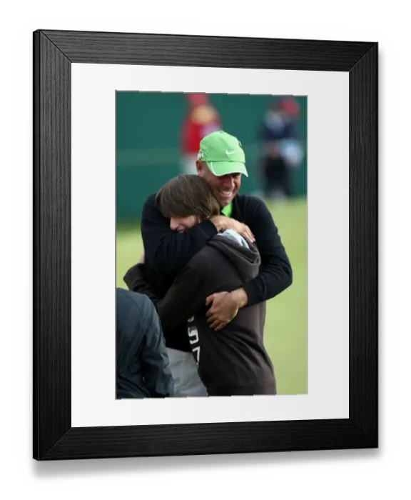 Framed Print : Stewart Cink With Son On The 18th