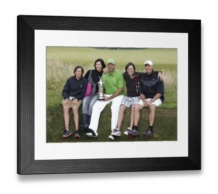 Framed Print : Stewart Cink, Caddy & Family Framed Print : Stewart Cink, Caddy & Family