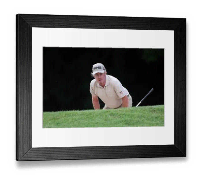 Framed Print : Miguel Angel Jimenez Evaluates His Lie Framed Print : Miguel Angel Jimenez Evaluates His Lie