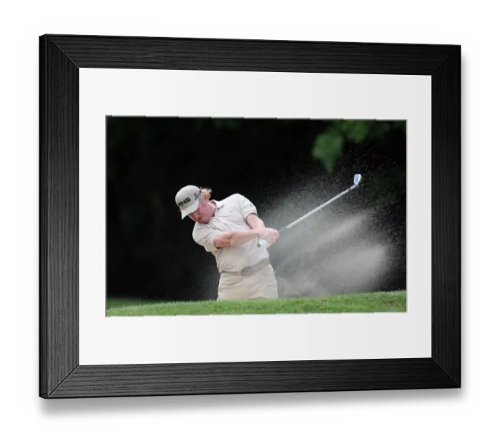 Framed Print : Miguel Angel Jimenez Hits Out Of Bunker On 16th Framed Print : Miguel Angel Jimenez Hits Out Of Bunker On 16th