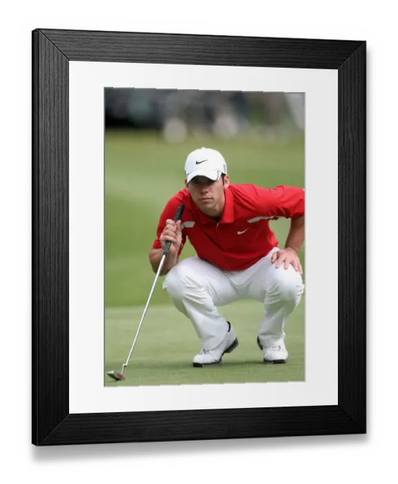 Framed Print : Paul Casey Lines Up Putt Framed Print : Paul Casey Lines Up Putt