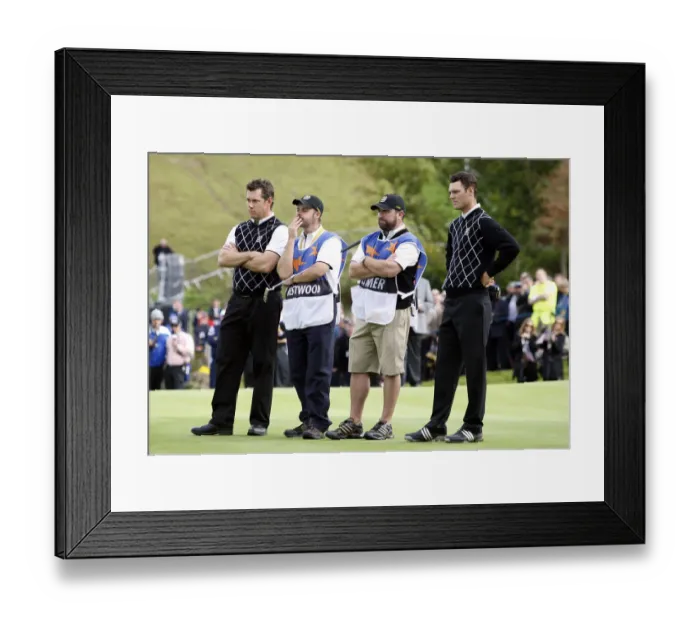 Framed Print : Lee Westwood & Martin Kaymer With Caddies After Halfing