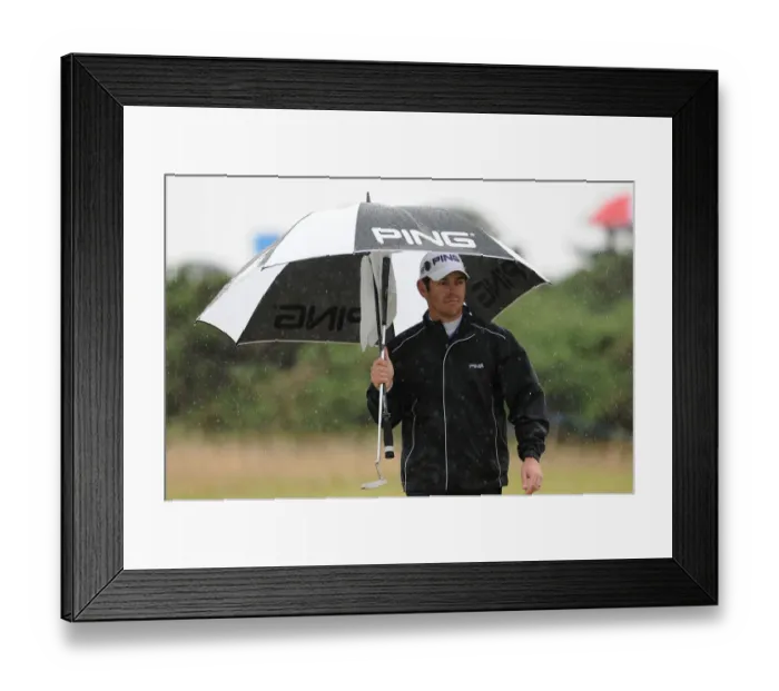 Framed Print : Louis Oosthuizen With Umbrella Framed Print : Louis Oosthuizen With Umbrella