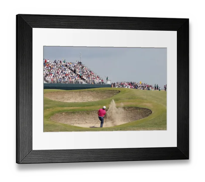 Framed Print : Graeme Mcdowell Hits Out Of The Bunker On 9th Hole