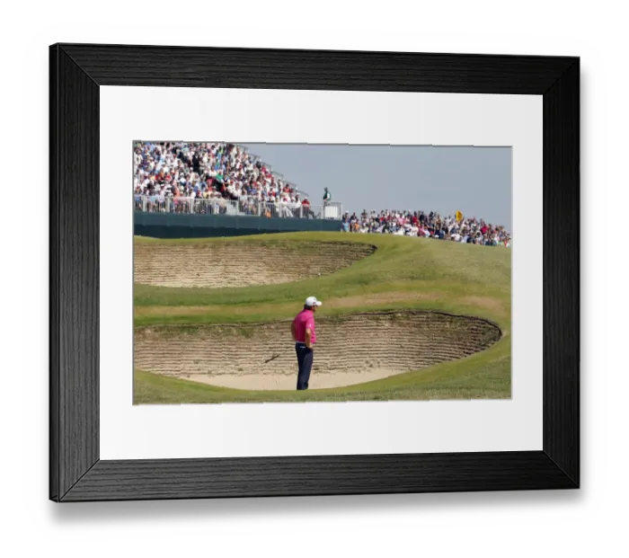 Framed Print : Graeme Mcdowell Hits Out Of The Bunker On 9th Hole Only To W Framed Print : Graeme Mcdowell Hits Out Of The Bunker On 9th Hole Only To W