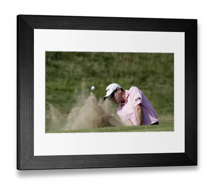 Framed Print : Ben Curtis In The Sand On The 8th