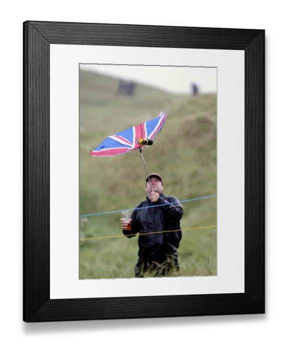 Framed Print : Brolley Trouble On The Course Framed Print : Brolley Trouble On The Course