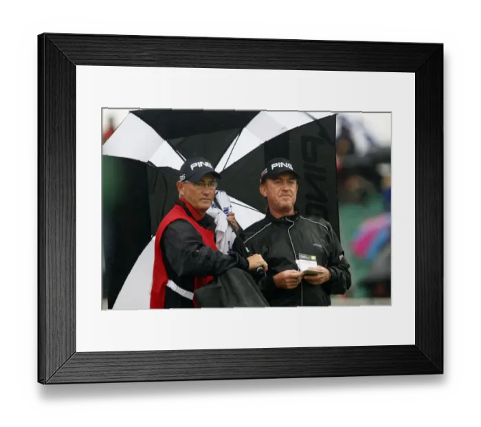 Framed Print : Miguel Angel Jimenez With His Caddy On The 3rd Tee Framed Print : Miguel Angel Jimenez With His Caddy On The 3rd Tee