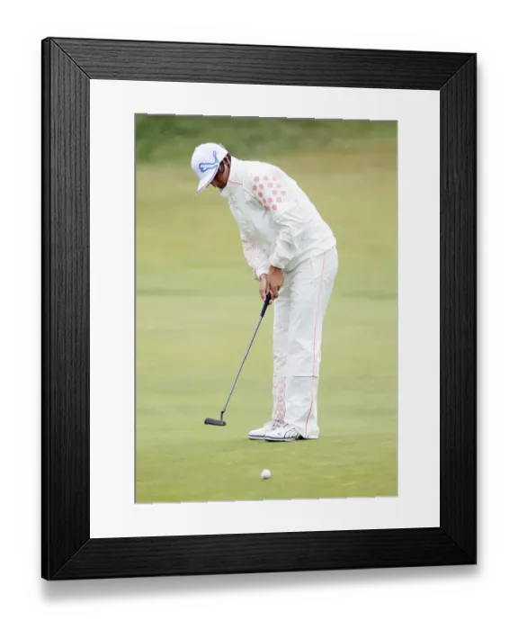 Framed Print : Rickie Fowler In Trendy Waterproofs Framed Print : Rickie Fowler In Trendy Waterproofs