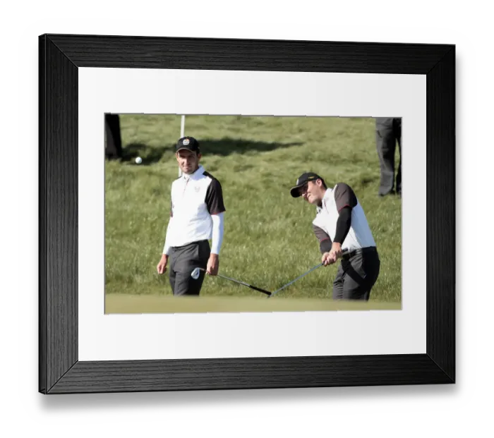 Framed Print : Edoardo Molinari Watches Brothe Franceso Hit A Shot