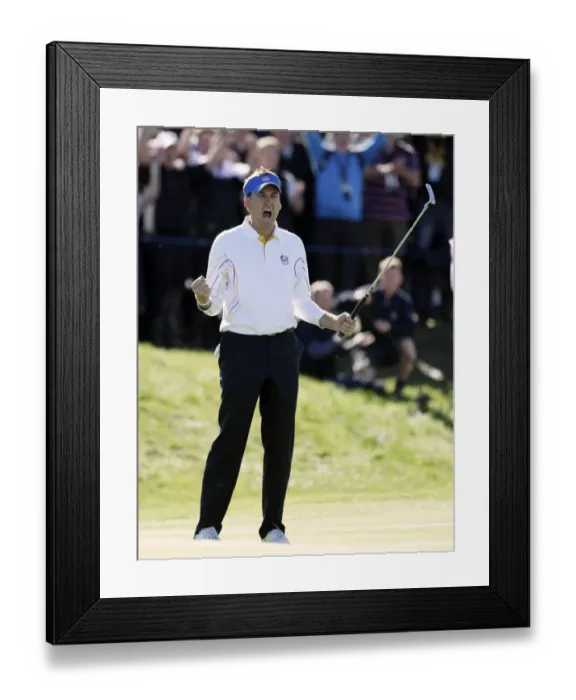 Framed Print : Ian Poulter Wins His Match On 14th