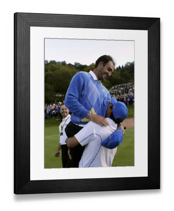 Framed Print : Olazabal Lifts Edoardo Molinari Framed Print : Olazabal Lifts Edoardo Molinari