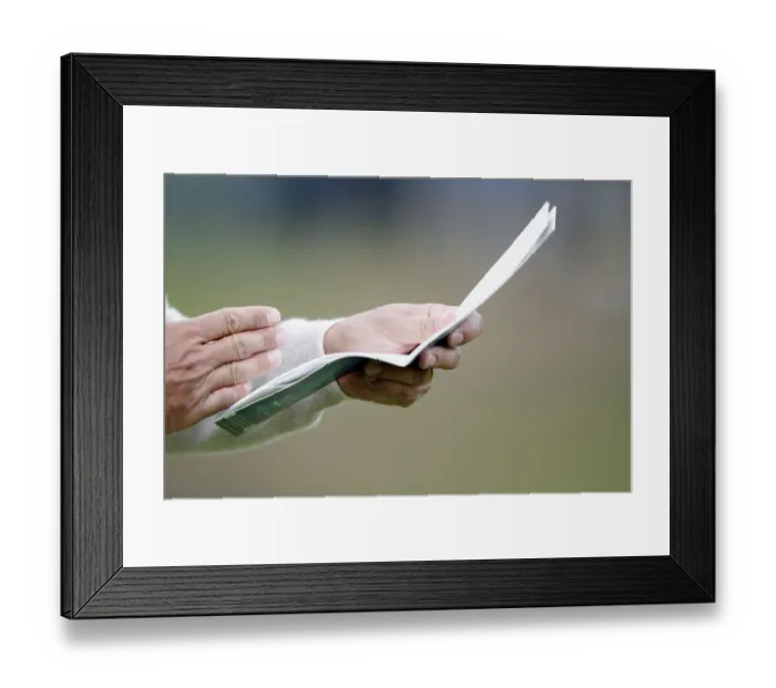 Framed Print : Golfer Reads Strokesaver Framed Print : Golfer Reads Strokesaver
