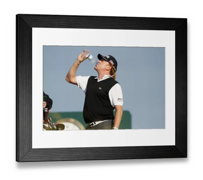 Framed Print : Miguel Angel Jimenez Takes A Drink Framed Print : Miguel Angel Jimenez Takes A Drink
