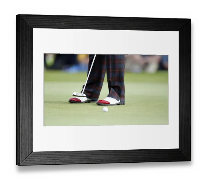 Framed Print : Red Tipped Golfers Shoes & Putter Framed Print : Red Tipped Golfers Shoes & Putter