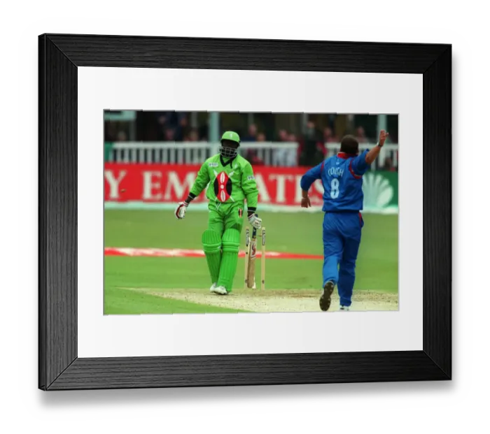 Framed Print : Odumbe Bowled By Gough Framed Print : Odumbe Bowled By Gough