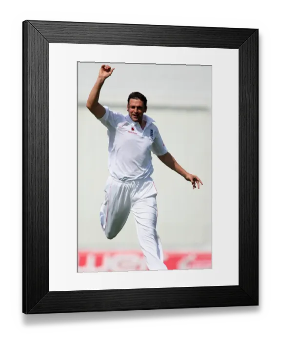 Framed Print : Steve Harmison Celebrates Opening Wicket Framed Print : Steve Harmison Celebrates Opening Wicket